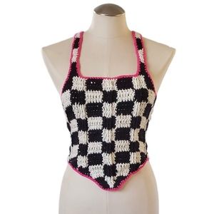 Crochet checkered corset